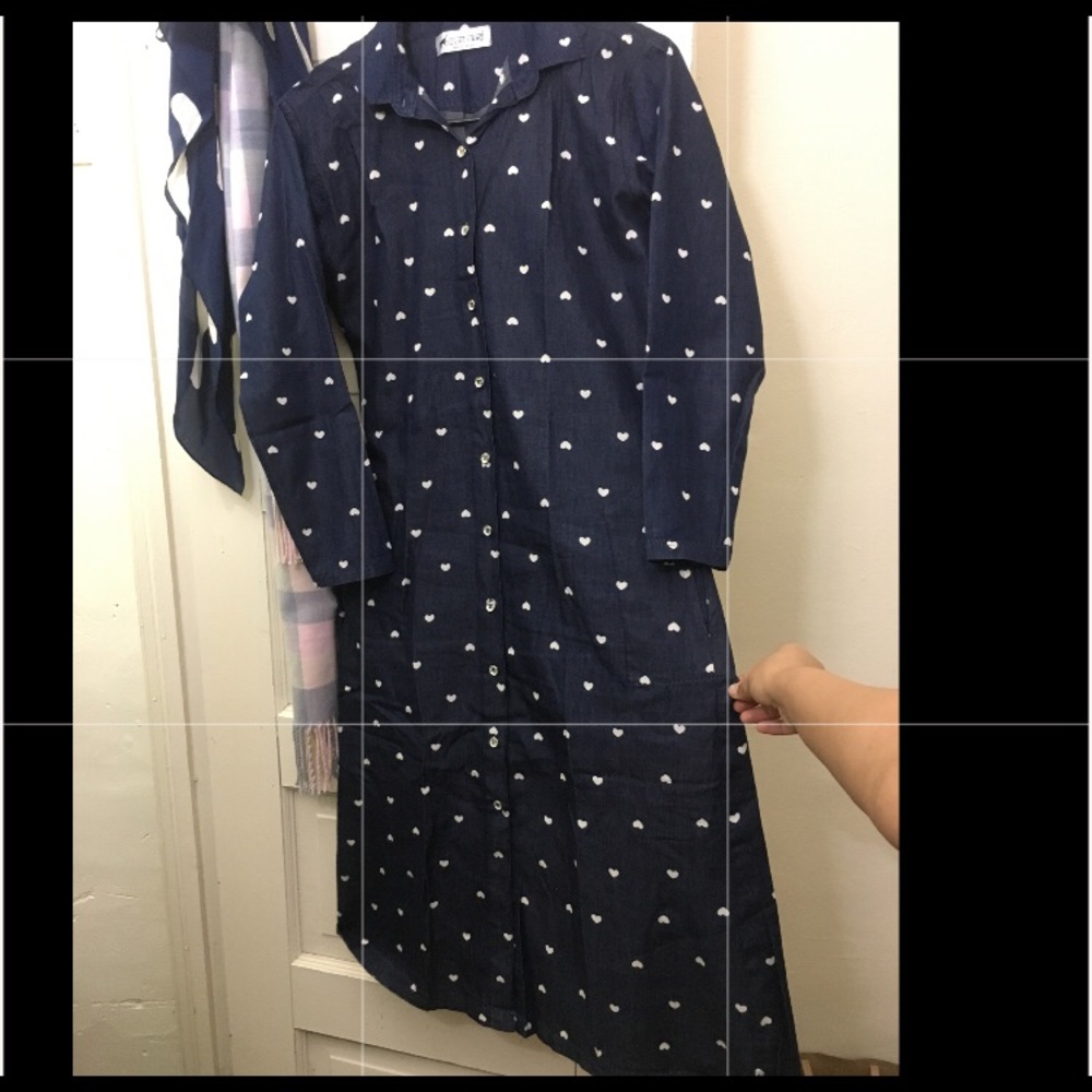 3/4 Printed Denim Dress with Full Sleeves
